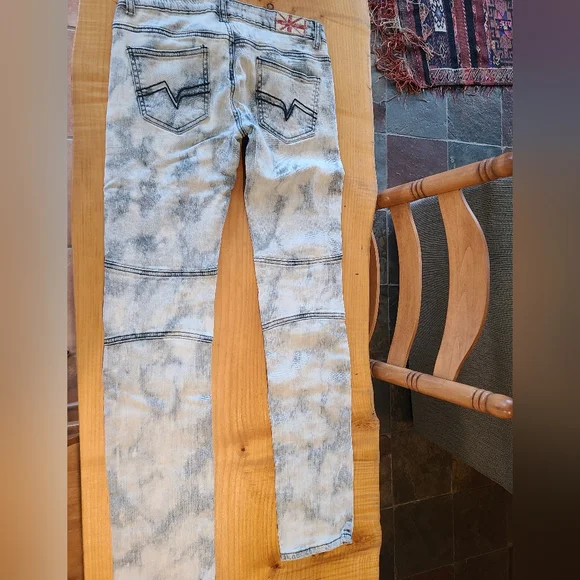 ACID WASH boot cut RIPPED jeans - Picture 2 of 9